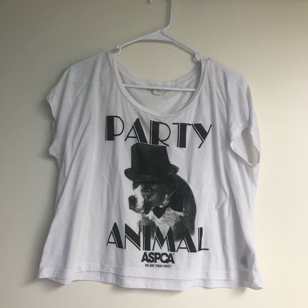 Forever 21 “Party Animal” Graphic Tee Crop Top
